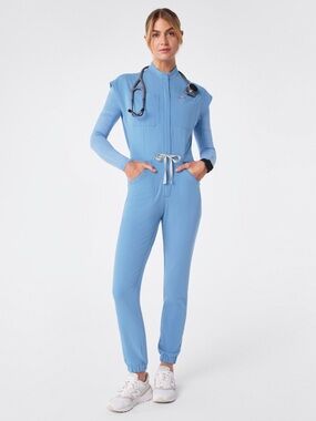 FIGS Rafaela Cargo Scrub Jumpsuit Size M Ceil Blue PO 5068